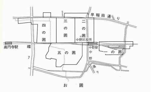 中野「犬屋敷（お囲い）」5つの配置図